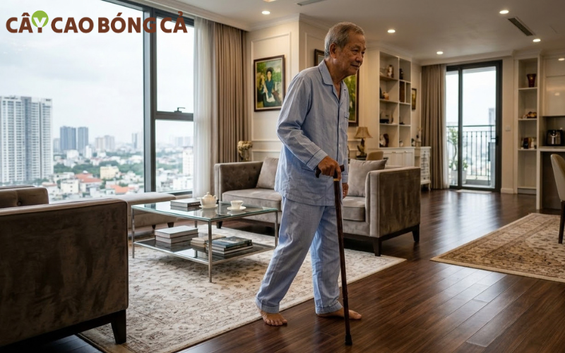 Một số biểu hiện cho thấy chân người già yếu đi, bao gồm dáng đi không vững, bước đi chậm, bước ngắn, hoặc phải lê chân,...