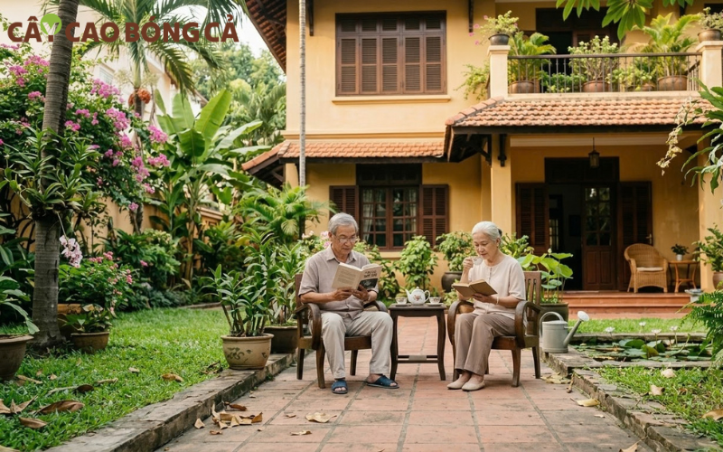 Nhiều gia đình hiện đại để cha mẹ sống riêng nhưng vẫn đảm bảo có người chăm sóc và con cháu đến thăm ông bà khi rảnh.