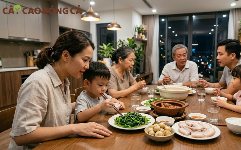 Bữa ăn gia đình mang đến những bài học đầu tiên trong cuộc đời của mỗi người con.